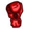 Red boxing glove sketch in isolated white background. Vintage sporting equipment for kickboxing in engraved style