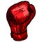 Red boxing glove sketch in isolated white background. Vintage sporting equipment for kickboxing in engraved style