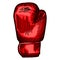 Red boxing glove sketch in isolated white background. Vintage sporting equipment for kickboxing in engraved style