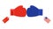 Red Boxing gloves with China flag tag and Blue Boxing gloves with United states flag tag