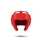 Red boxing helmet on a white background. Icon of the boxer`s equipment in realistic style