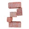 Red brick alphabet number font on white background isolated with clipping path