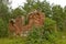 Red Brick Church Ruins in Russian Countryside
