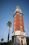 Red brick clock tower called Torre Monumental former Torre de los Ingleses means Tower of English