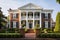 red brick georgian house with white columns