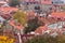 Red brick roofs of Vilnius in Lithuania in autumn