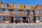 Red brick rowhouses on the harborfront of Folkestone