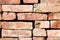 Red brick wall background with copy space. Used Rustic Bricks Piled.