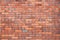 Red brick wall of loft building, red grunge brick wall background, loft texture, masonry brickwork