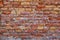 Red brick wall with saltpeter and moisture