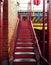 Red brick wall texture and railing to go upstairs