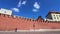 Red brick walls at the famous Wawel Castle in the city of Krakow,