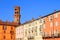 Red bricks angel tower placed in vercelli city in italy