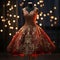 red bridal drees with Christmas decoration generated by AI tool