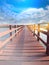 The red bridge and cloudy blue sky back ground. bridge cross the sea.Thailand.