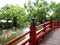 Red bridge at Dazaifu shrine in Fukuoka, Japan