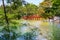 Red bridge in Hoan Kiem lake Hanoi