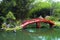 Red bridge, japanese lake