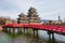 red bridge and Matsumoto castle