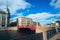 Red bridge over the Moika river. Saint-Petersburg