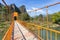 Red bridge over Nam Sot river, Vang Vieng, Laos