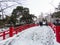 Red bridge to Hirosaki castle