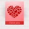 Red bright polygonal heart - design for card