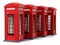 Red British phone booths isolated on white background. 3D illustration