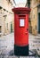 Red British vintage postbox in Valletta, Malta