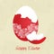 Red broken egg decorated - Easter card - vector