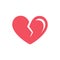 Red broken heart with highlight logo icon design