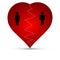 Red broken heart with silhouettes of a man and a woman, separation concept