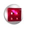 Red Browser files icon isolated on transparent background. Silver circle button.