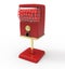 Red bubble gum ball vending machine with red gum balls. 3D illu