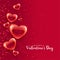 Red bubble hearts floating valentines day background