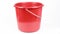 Red bucket isolated on white background. Side view. Loop motion. Rotation 360.