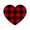Red buffalo plaid heart shape. Vector illustration isolated on white background. Perfect for t-shirts, cards, banners