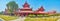 The red buildings of the Royal Palace in Mandalay, Myanmar