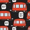 Red buses, seamless pattern