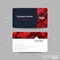 Red business card, membership card, VIP club card template with oblique line shape graphic element on black background. modern