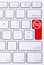 Red button on keyboard with stop terrorism word on it