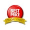 Red button and ribbon with words `Best Price Today Only