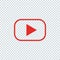 Red button for video player. Line design