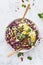 Red Cabbage, Cabbage, Almonds, Apple and Germinated Seeds with Turmeric Sauce