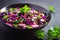 Red cabbage, radish and spring onion salad