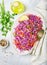 Red cabbage salad with carrots, herbs and olive oil