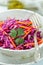 Red cabbage salad with carrots, herbs and olive oil