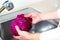 Red cabbage in the sink