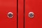 Red cabinet door