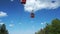 Red cable cars in summer, cableway on Pohorje mountain, near Maribor, Slovenia